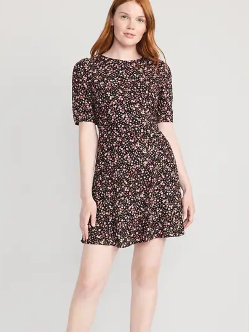 NWT Old Navy Fit & Flare Puff-Sleeve Smocked Cutout Mini Dress